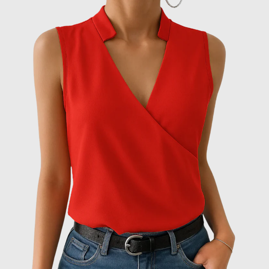 Jade | Wrap-Front Sleeveless Blouse