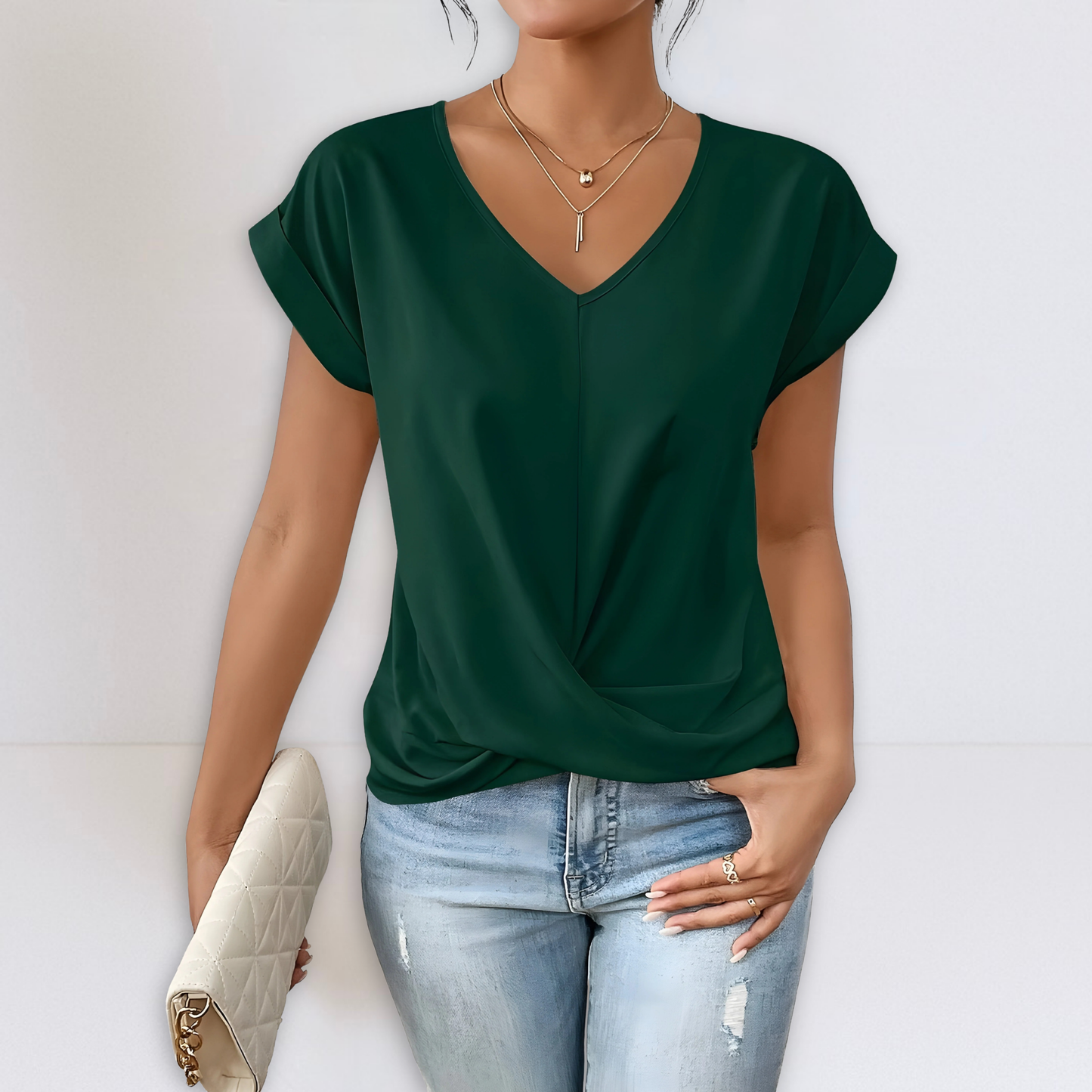 Elara | V-Neck Twist-Front Blouse