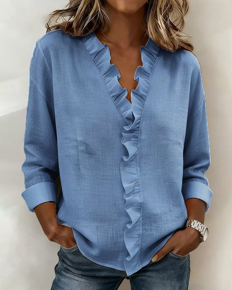 Sylvie | Ruffle-Front Button-Up Blouse