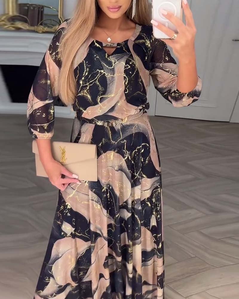 Vivienne | Marble Print Maxi Dress