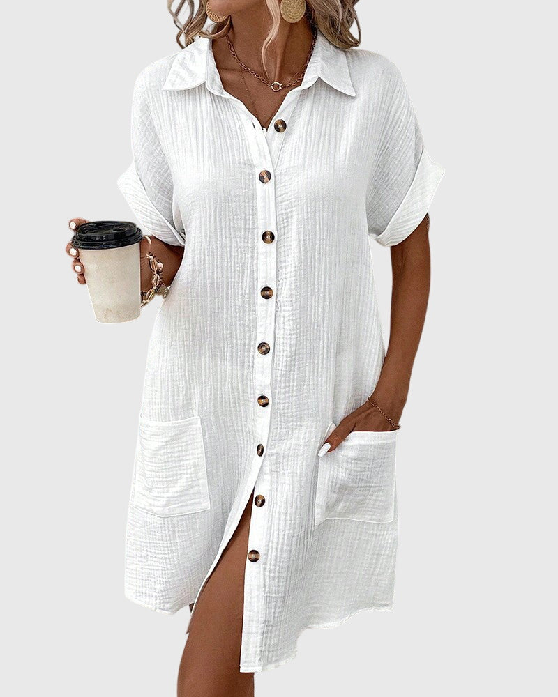 Clara | Textured Button-Down Shirt Dress