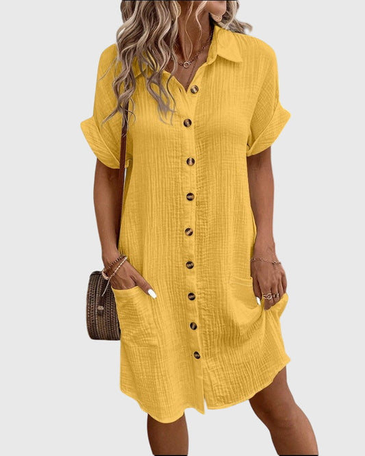 Clara | Textured Button-Down Shirt Dress