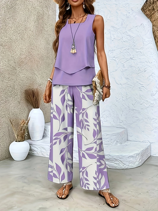 Amara | Sleeveless Top and Floral Pants Set