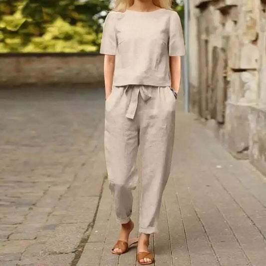Freya | Short Sleeve Top and Tapered Pant Set
