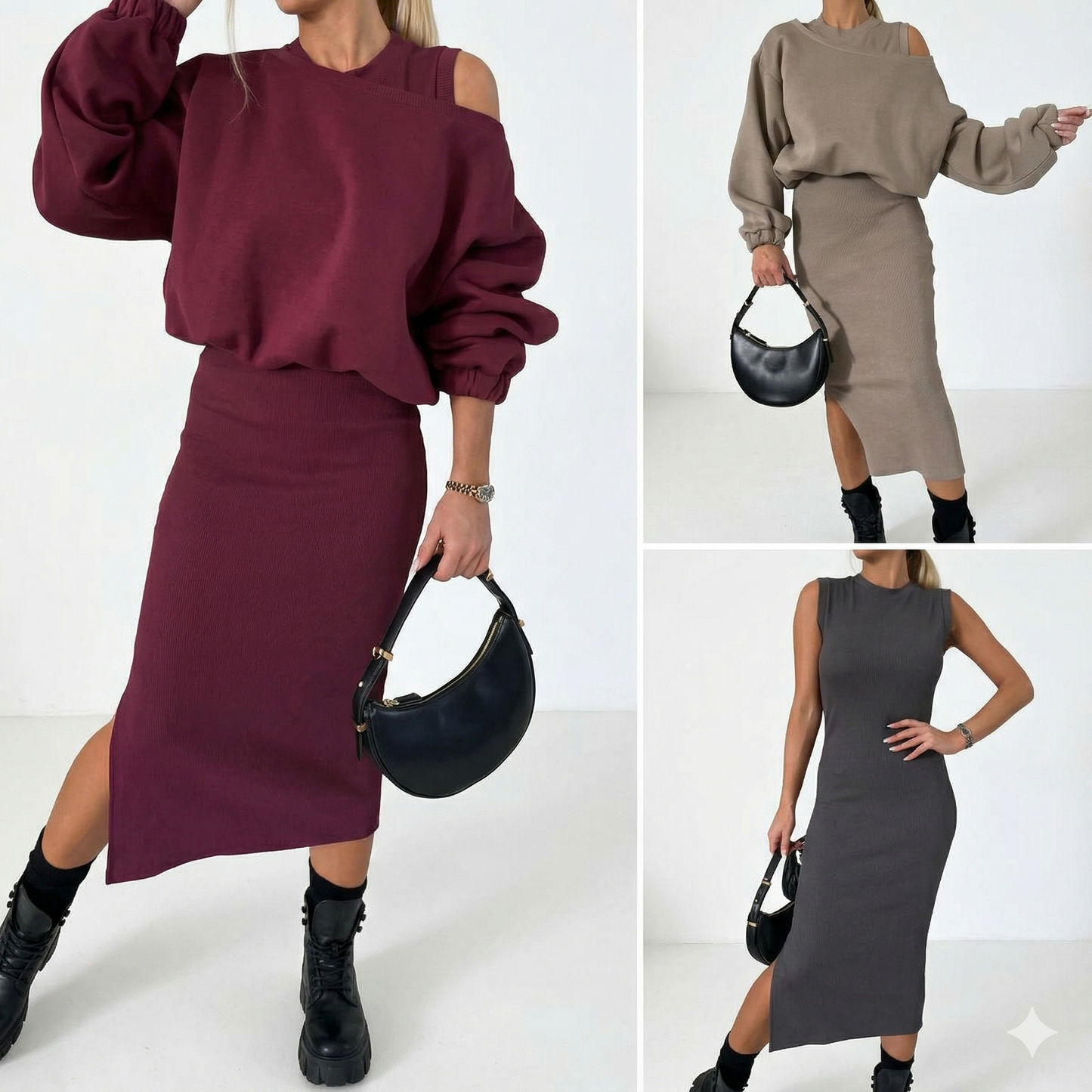 Mirella | Cropped Sweater and Midi Dress Set