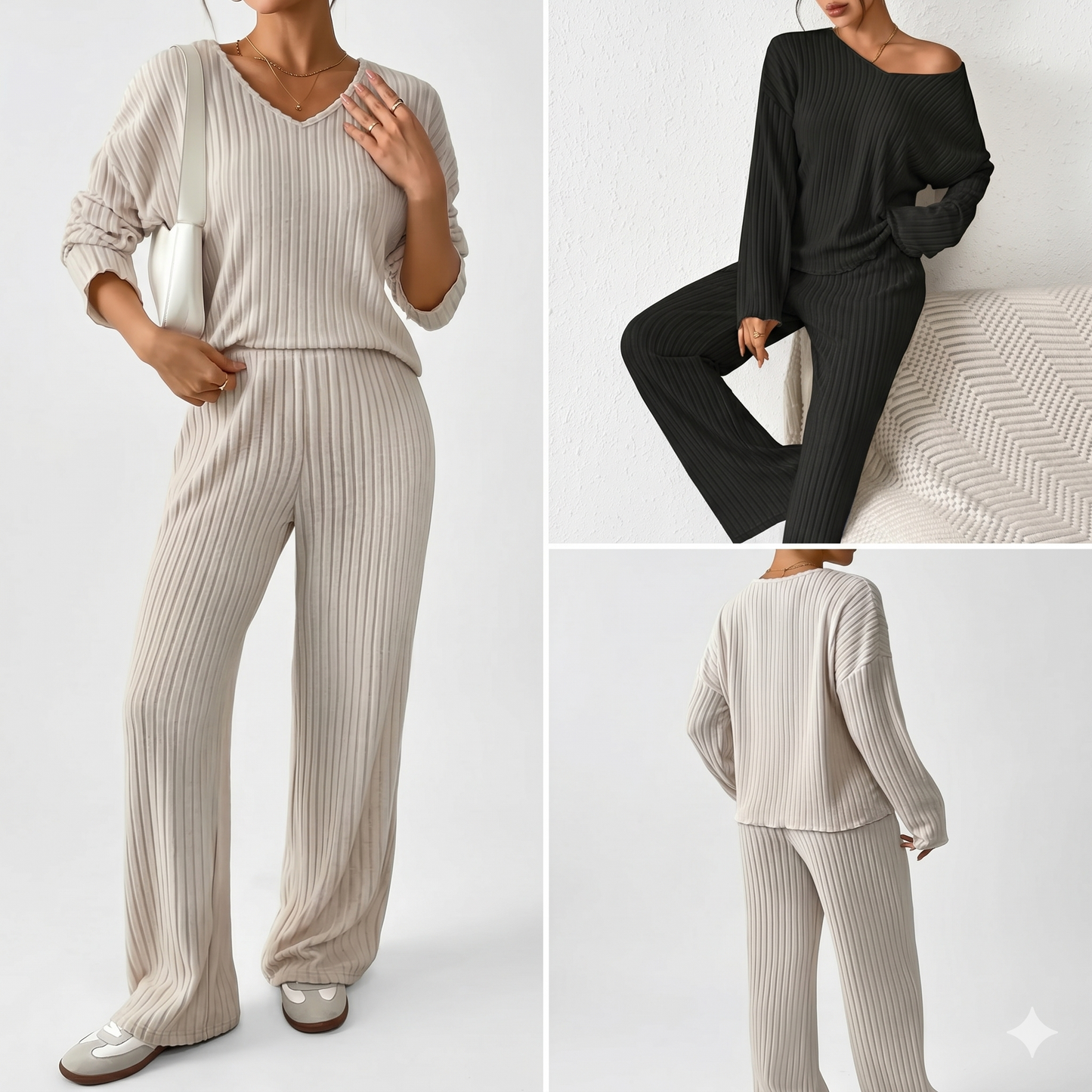 Iris | Ribbed V-Neck Lounge Set