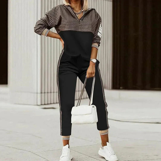Rachel | Pattern-Blocked Hoodie and Jogger Set