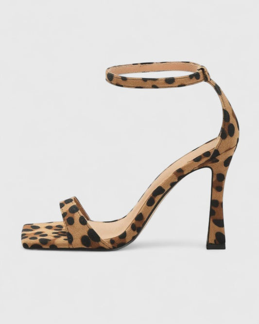 Janice | Leopard Square-Toe Heeled Sandals