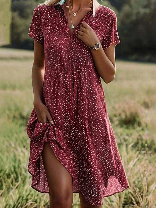 Amelia | Polka Dot Collared Midi Dress