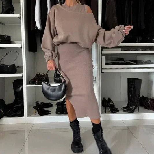 Mirella | Cropped Sweater and Midi Dress Set