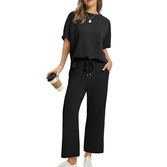 Jayda | Half-Sleeved Top and Wide-Leg Pants Set