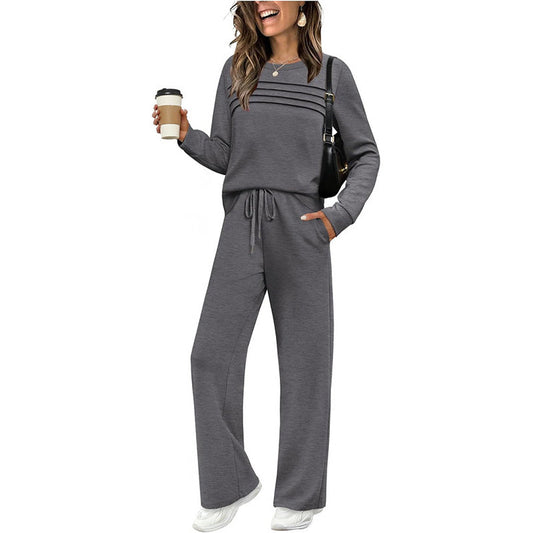 Helena | Crew Neck Sweater and Drawstring Pants Set