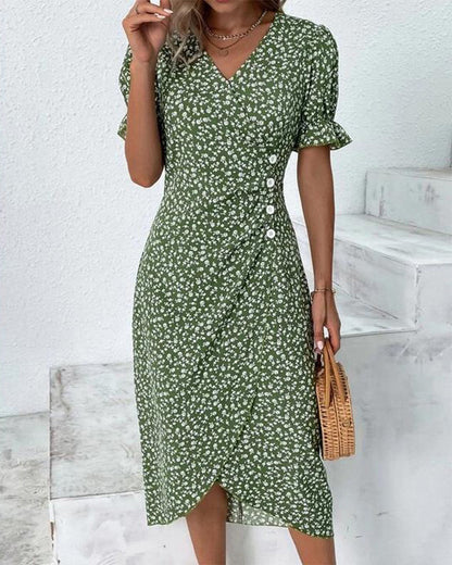 Genevieve | Floral V-Neck Wrap Dress