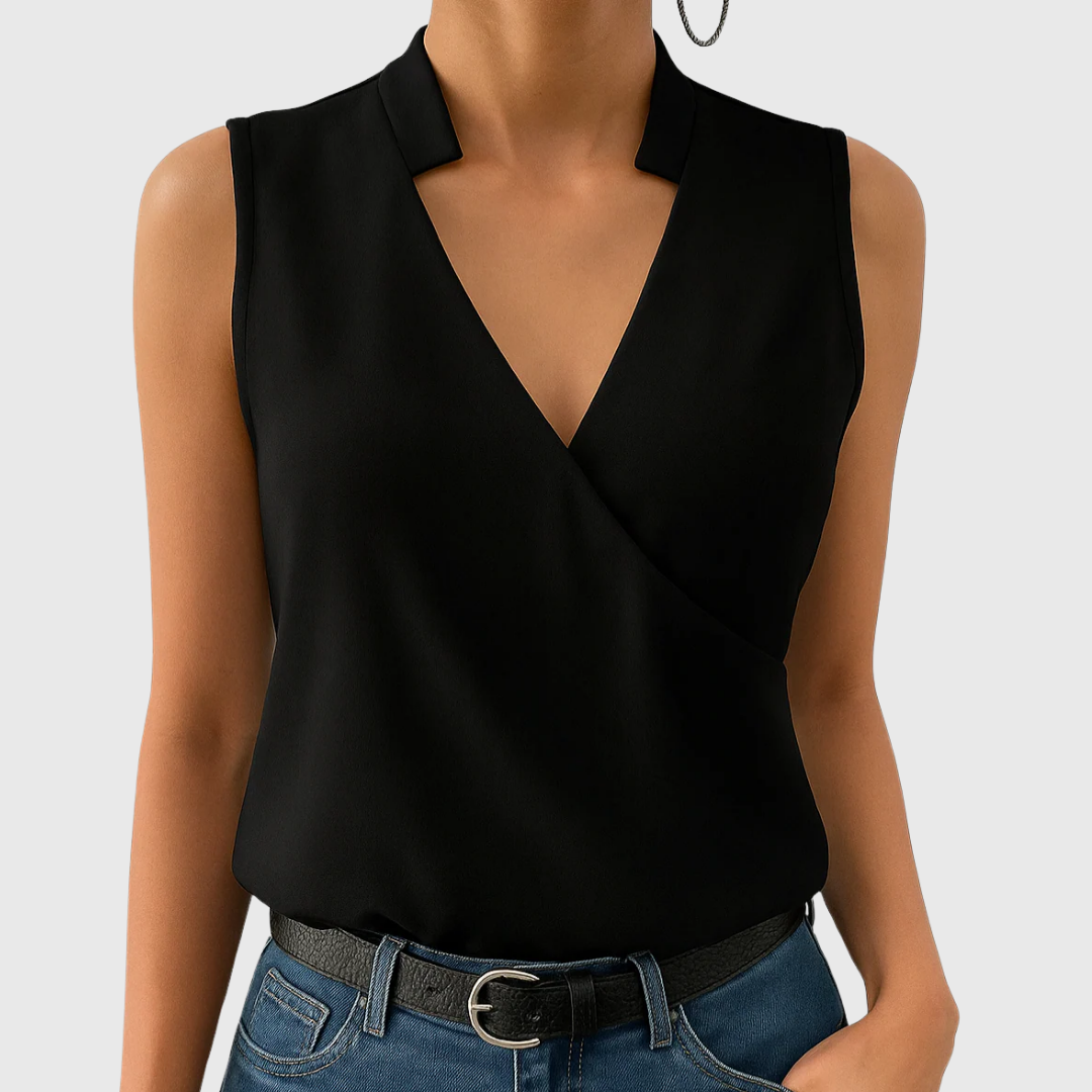 Jade | Wrap-Front Sleeveless Blouse