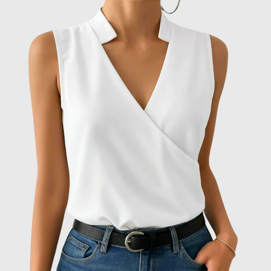 Jade | Wrap-Front Sleeveless Blouse