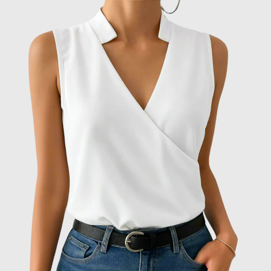 Jade | Wrap-Front Sleeveless Blouse