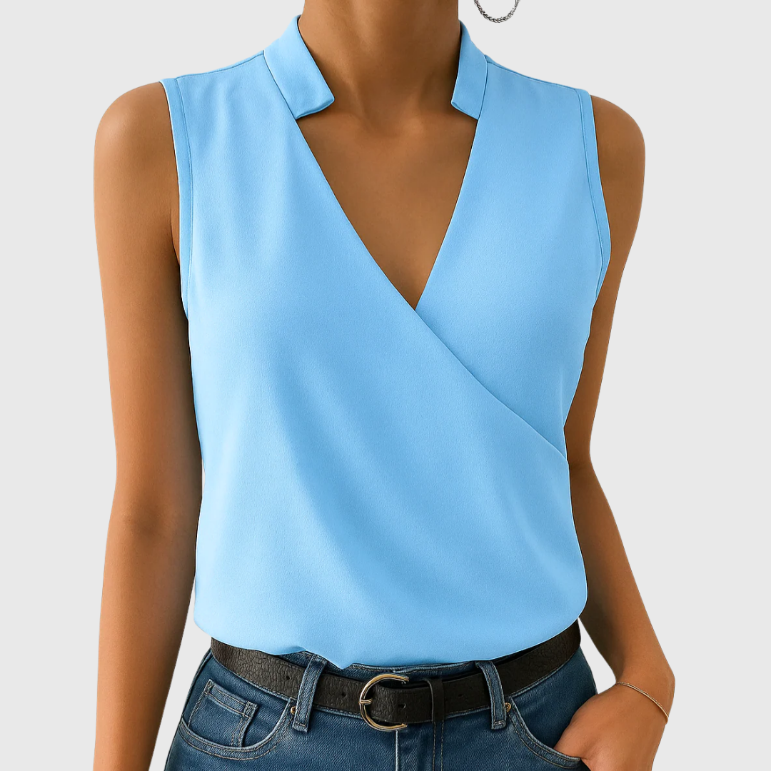 Jade | Wrap-Front Sleeveless Blouse