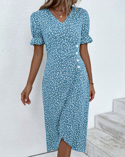 Genevieve | Floral V-Neck Wrap Dress