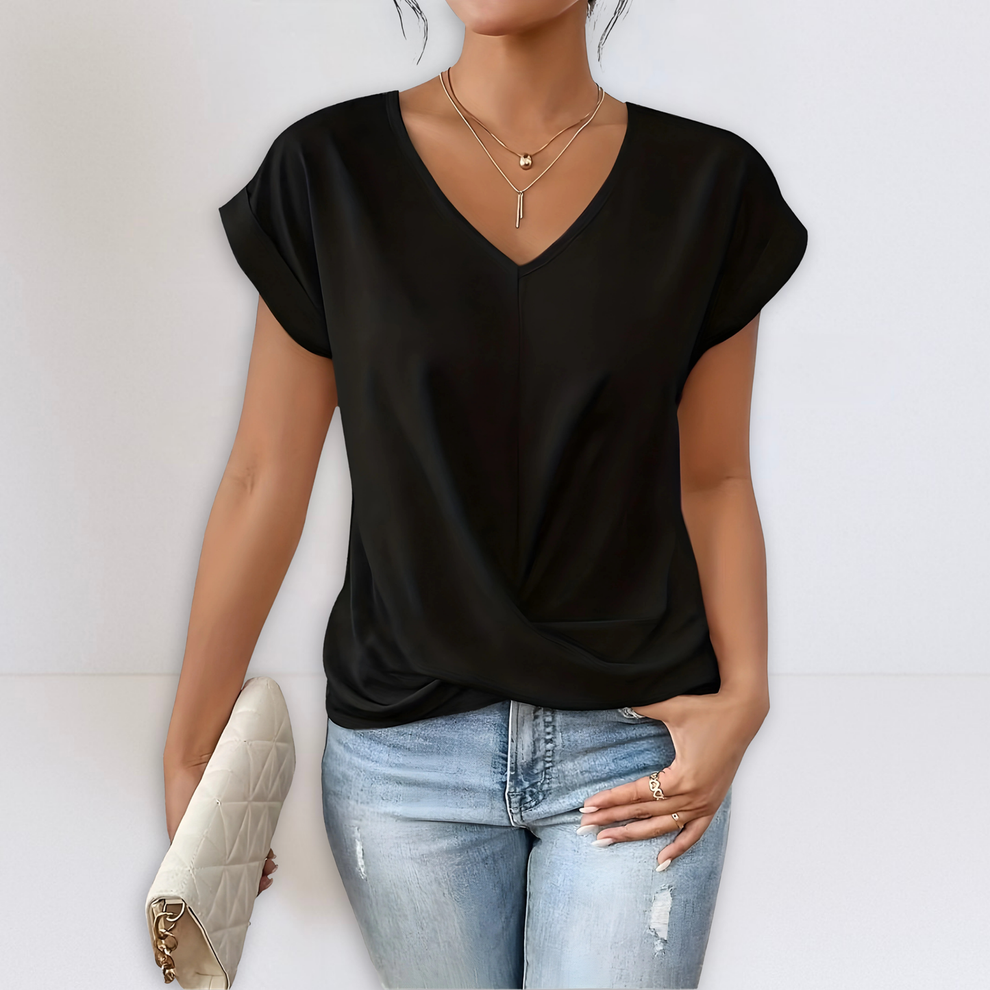 Elara | V-Neck Twist-Front Blouse