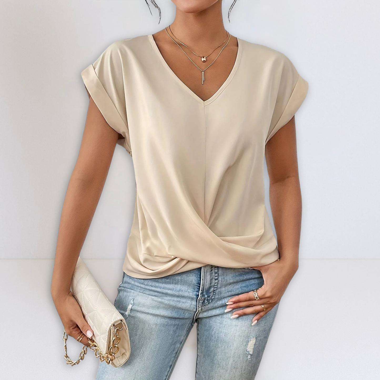 Elara | V-Neck Twist-Front Blouse