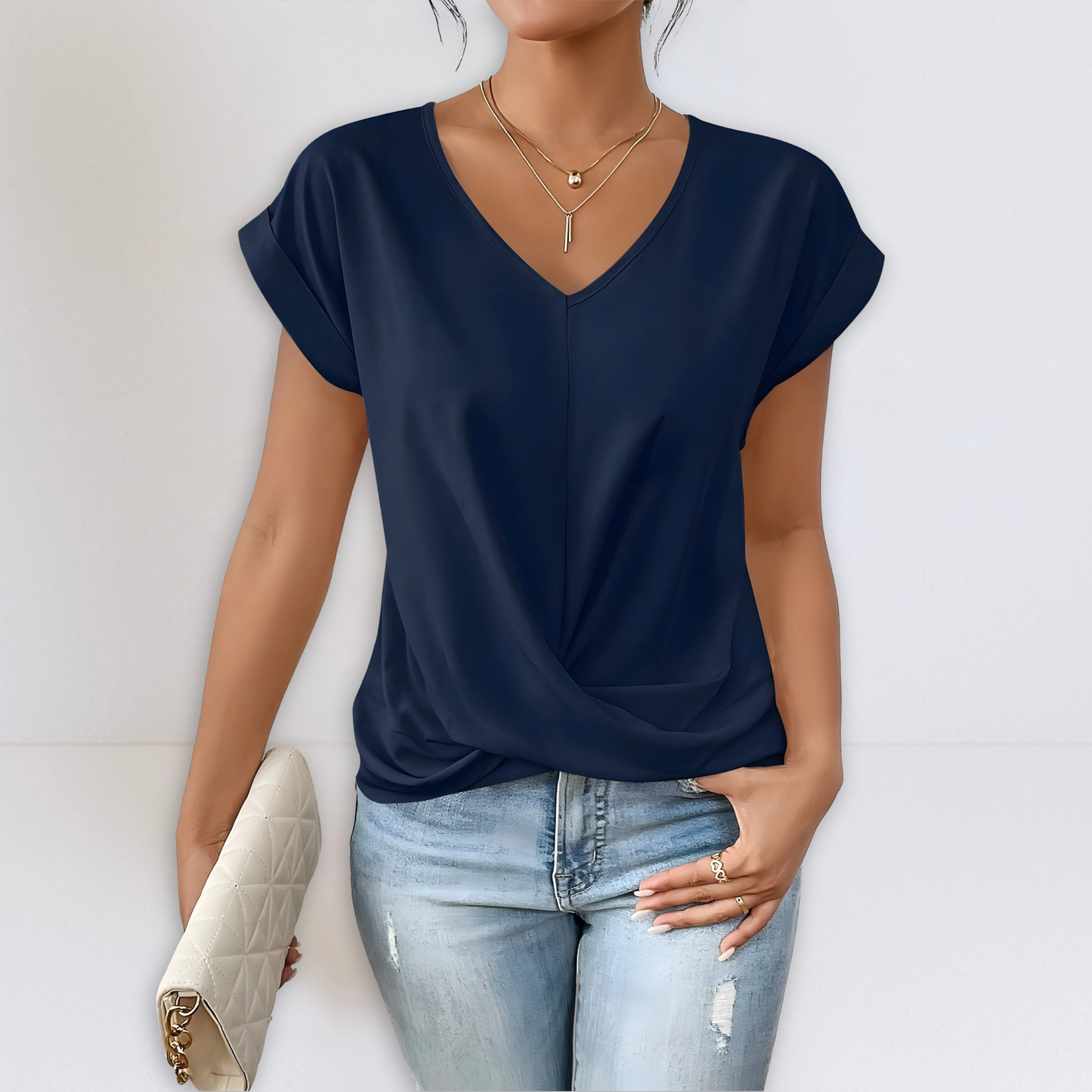 Elara | V-Neck Twist-Front Blouse