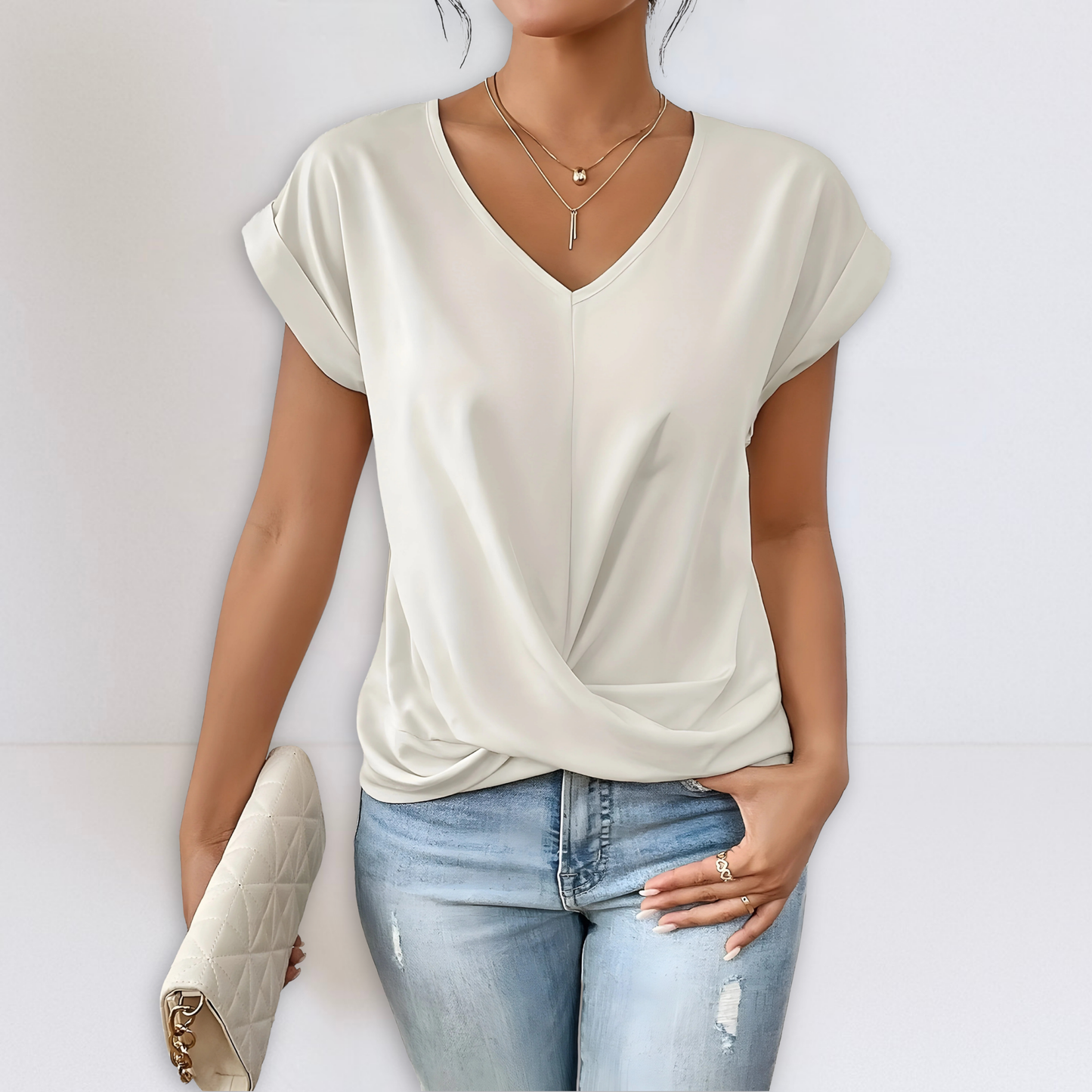 Elara | V-Neck Twist-Front Blouse