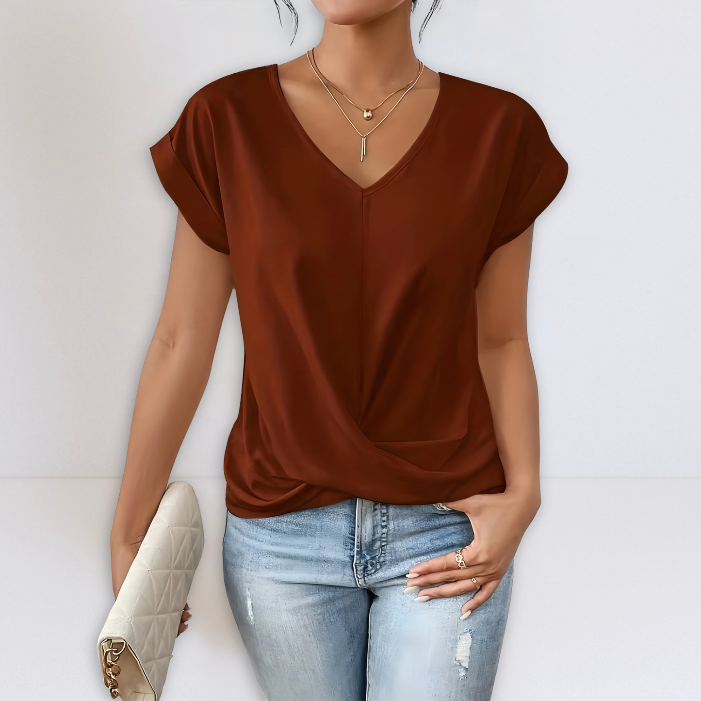Elara | V-Neck Twist-Front Blouse