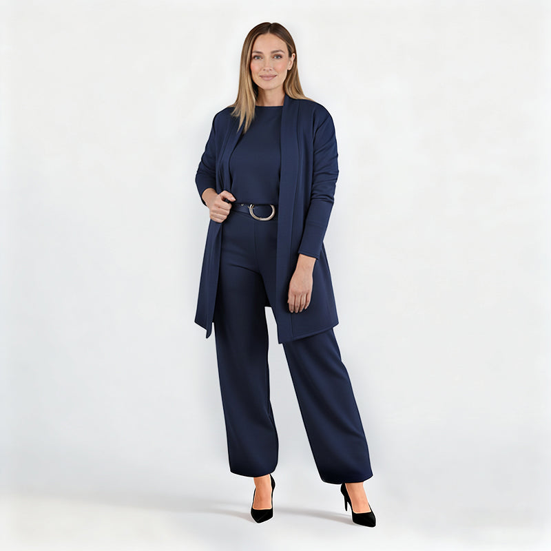 Elena | Longline Cardigan, Top, and Trouser Set