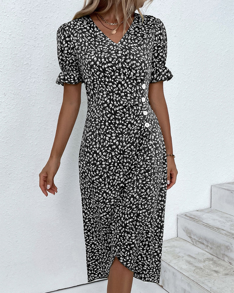 Genevieve | Floral V-Neck Wrap Dress