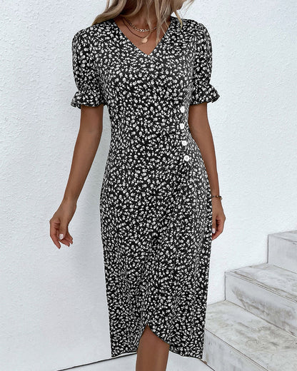 Genevieve | Floral V-Neck Wrap Dress