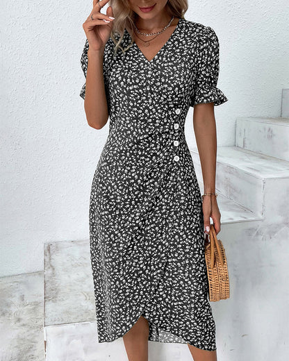 Genevieve | Floral V-Neck Wrap Dress