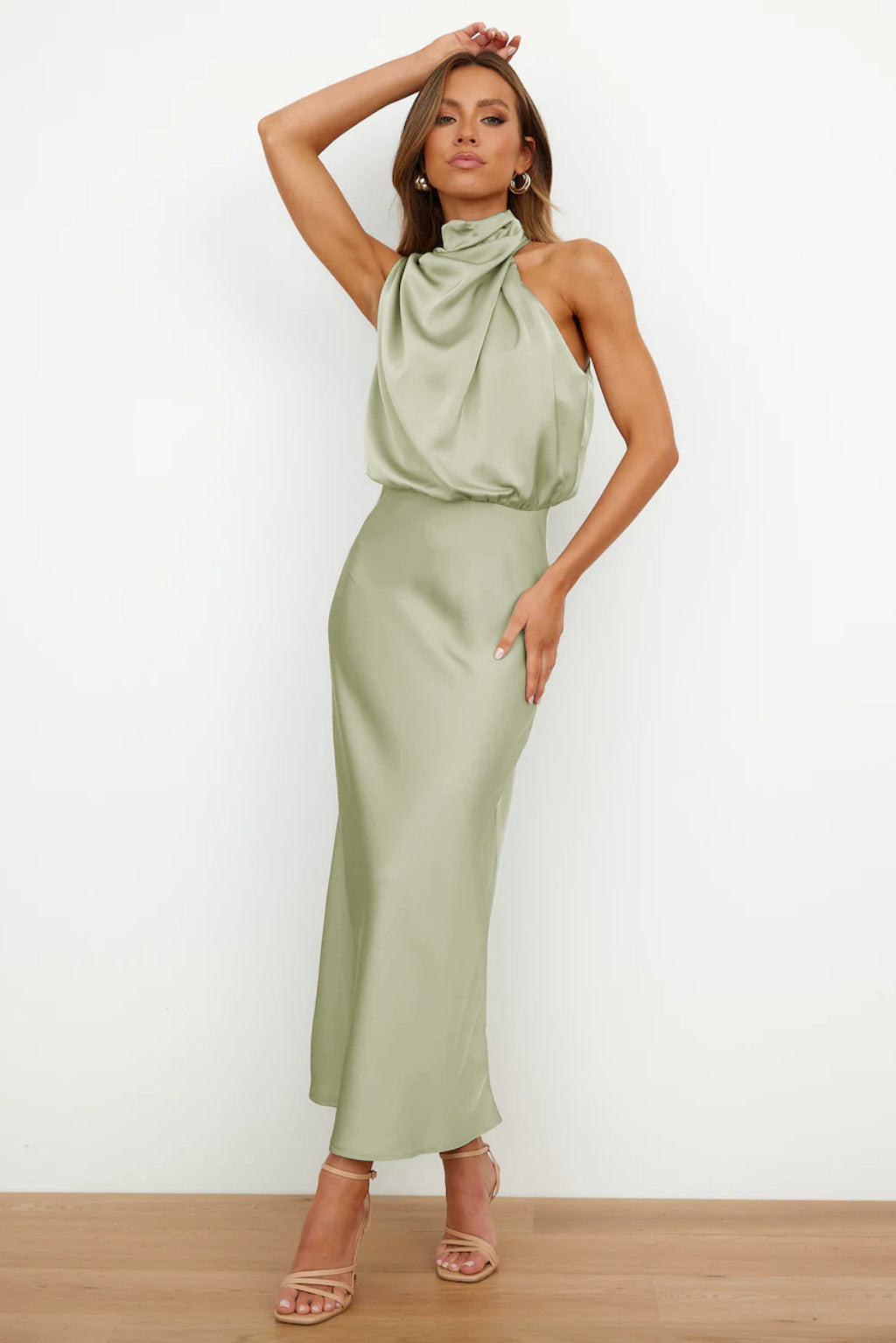 Sadie | Drape Neck Halter Maxi Dress