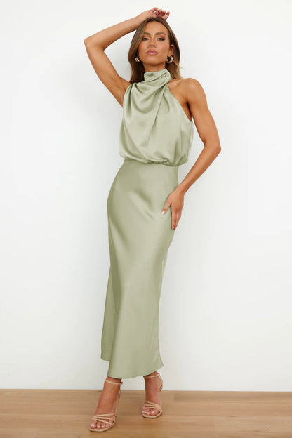 Sadie | Drape Neck Halter Maxi Dress