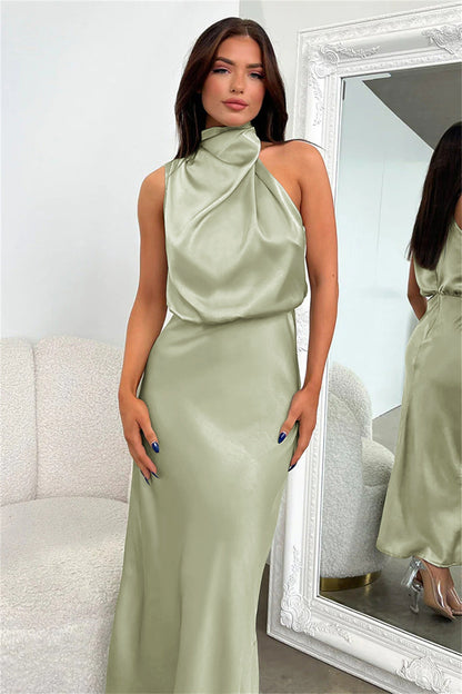 Sadie | Drape Neck Halter Maxi Dress