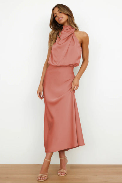 Sadie | Drape Neck Halter Maxi Dress