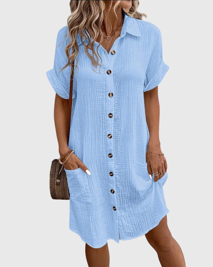 Clara | Textured Button-Down Shirt Dress