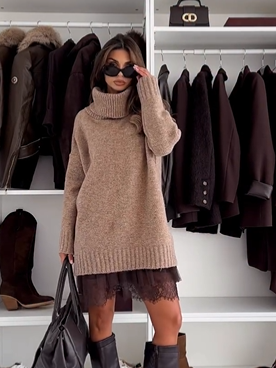 Eliana | Knit Sweater and Lace-Trim Mini Dress Set