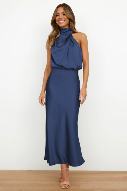 Sadie | Drape Neck Halter Maxi Dress