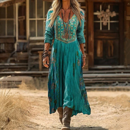 Anabeth | Floral Embroidered Boho Maxi Dress