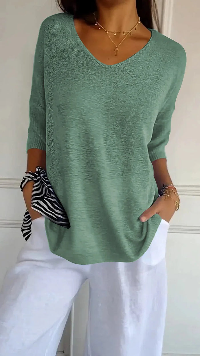 Abigail | V-Neck Knit Blouse