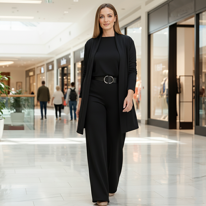 Elena | Longline Cardigan, Top, and Trouser Set