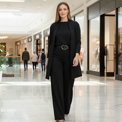 Elena | Longline Cardigan, Top, and Trouser Set