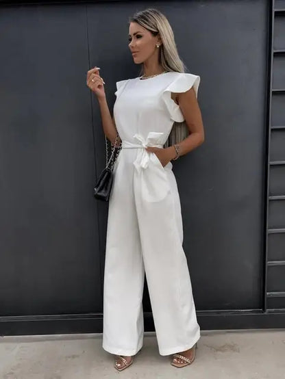 Lauren | Flutter-Sleeve Tie-Waist Jumpsuit