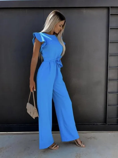 Lauren | Flutter-Sleeve Tie-Waist Jumpsuit