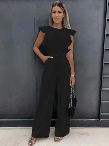 Lauren | Flutter-Sleeve Tie-Waist Jumpsuit