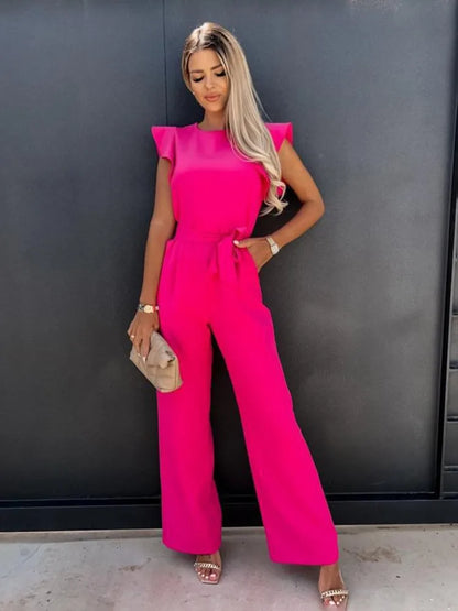 Lauren | Flutter-Sleeve Tie-Waist Jumpsuit