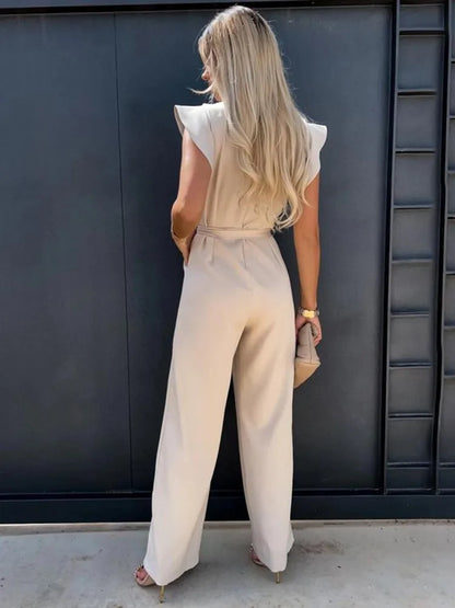 Lauren | Flutter-Sleeve Tie-Waist Jumpsuit