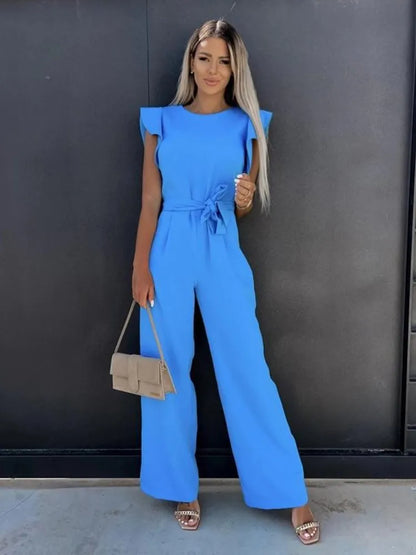 Lauren | Flutter-Sleeve Tie-Waist Jumpsuit