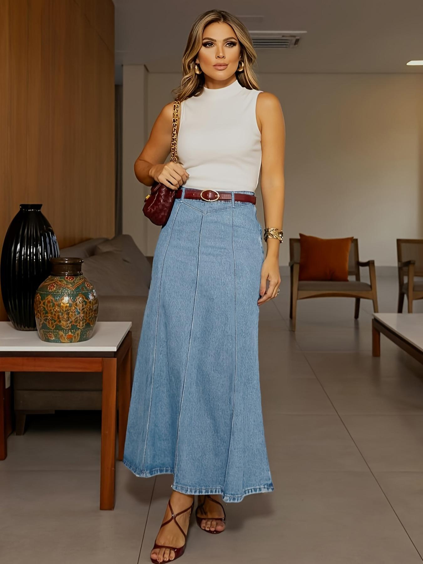 Sienna | Panel-Detail Denim Maxi Skirt