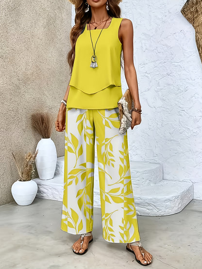 Amara | Sleeveless Top and Floral Pants Set
